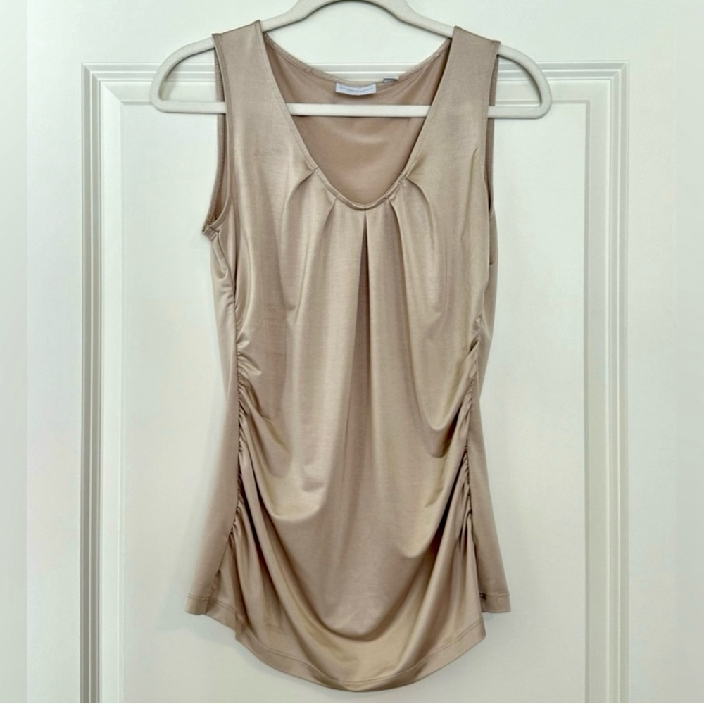 New York & Company Chic Metallic Gold Sleeveless Tank Top